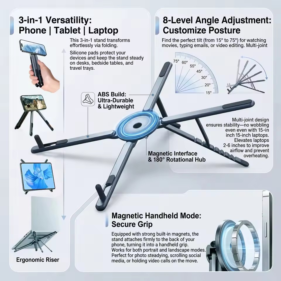 Useful Tablet Accessories - Portable Magnetic Phone Holder & Selfie