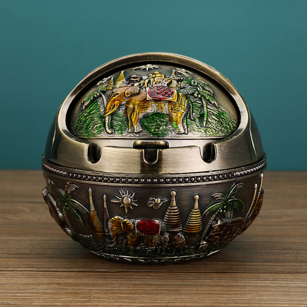 Office Table Accessories Unique - Retro Metal Ashtray With Lid Decorative